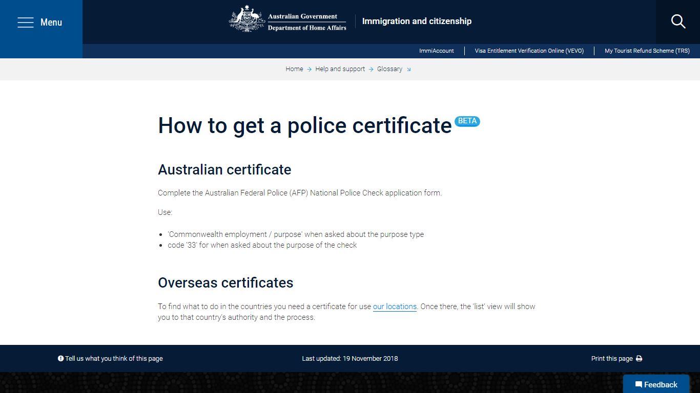 How to get a police certificate - Home Affairs