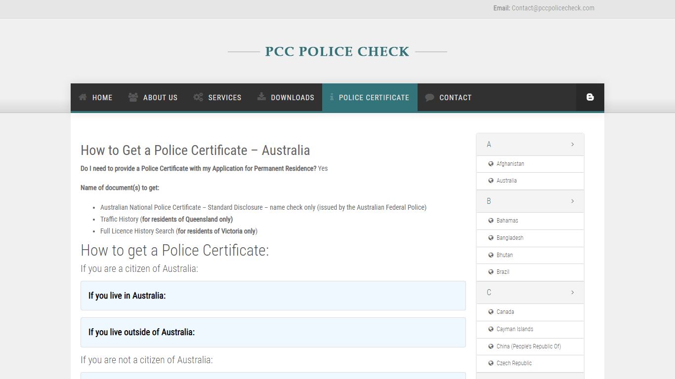 How to Get a Police Certificate - Australia | PCC POLICE CHECK ...